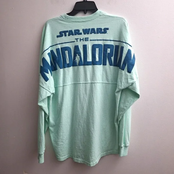 Star Wars Mandalorian Spirit Jersey Medium Green Disney Resort Long Sleeve Grogu - Picture 2 of 3